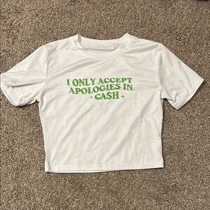 Accept apologies in cash crop top
